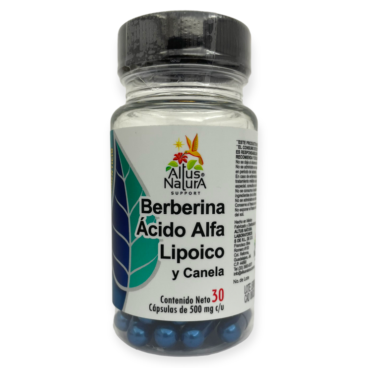 Berberina acido alfa lipoico y canela 30 cápsulas, Foto 1 Mayoreo Naturista