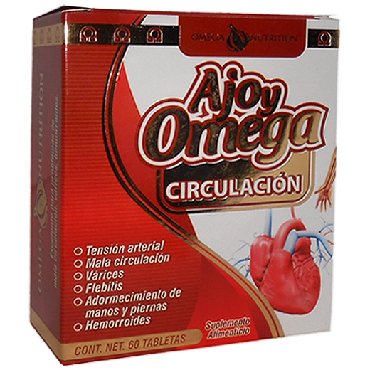 Circulación ajo y omega 60 tabletas, Foto 1 Mayoreo Naturista