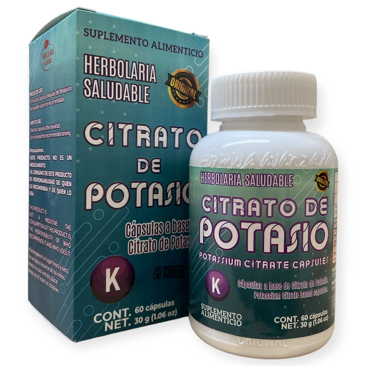 Citrato de potasio 60 cápsulas Citrato de potasio 60 cápsulas, Foto 1 Mayoreo Naturista