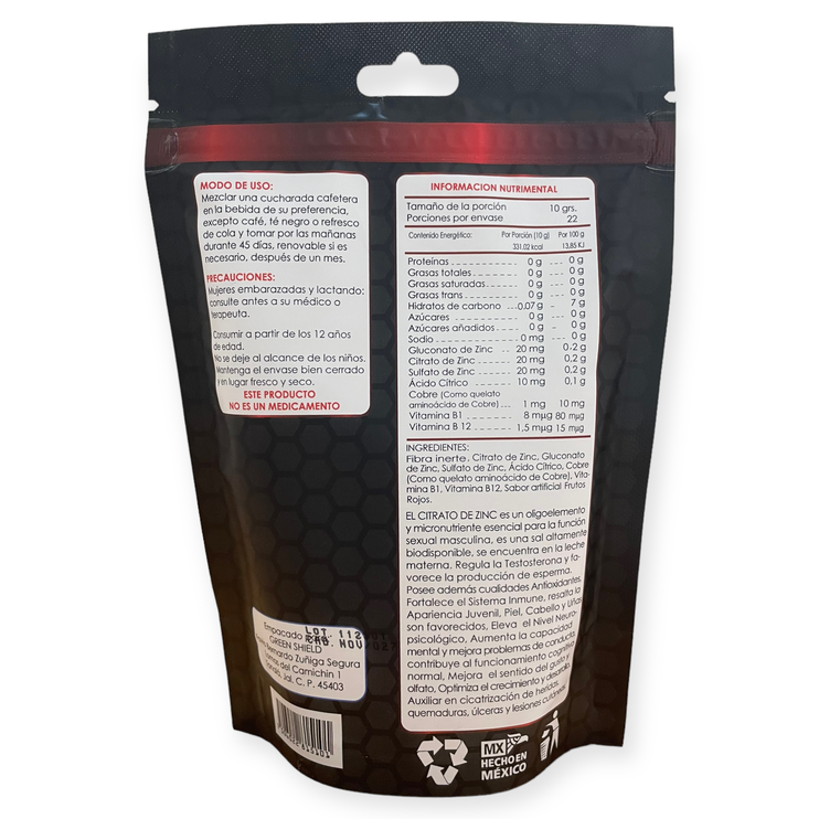 Citrato zinc sabor frutos rojos 220g GOM-124, Foto 3 Mayoreo Naturista