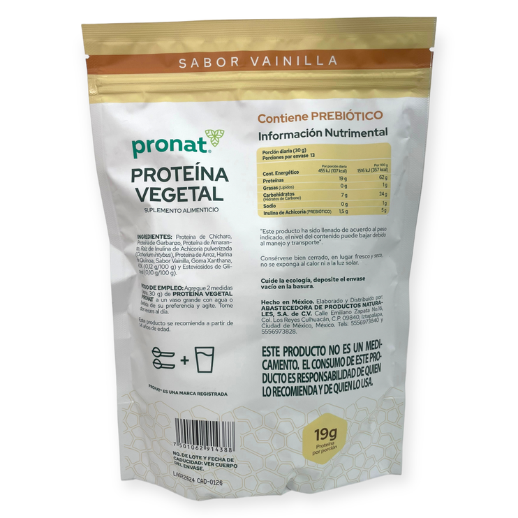 Proteína vegetal sabor vainilla con prebióticos 400g PDI-218, Foto 3 Mayoreo Naturista