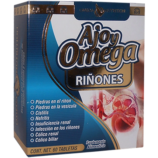 Riñones ajo y omega 60 tabletas, Foto 1 Mayoreo Naturista