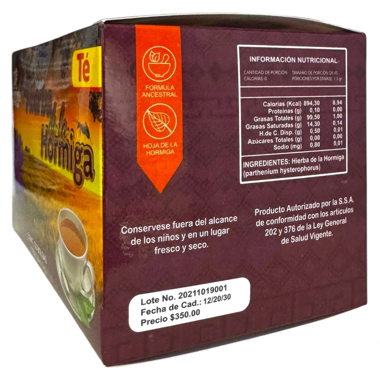 Té Hierba de la Hormiga 30 sobres HDH-001, Foto 2 Mayoreo Naturista