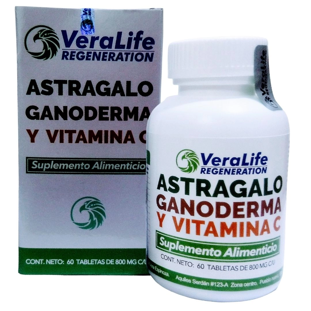 Astragalo con ganoderma y Vitamina C 60 Tabletas