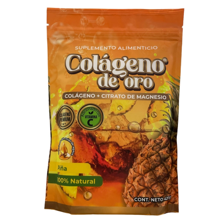 Colágeno de oro con citrato de magensio sabor piña 420g