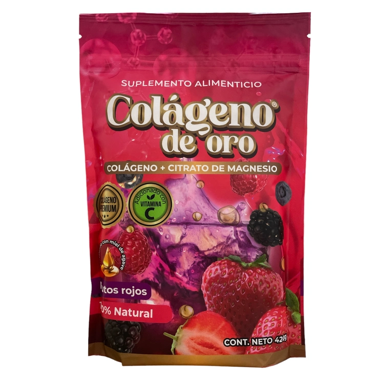 Colágeno de oro con citrato de magensio sabor frutos rojo 420g