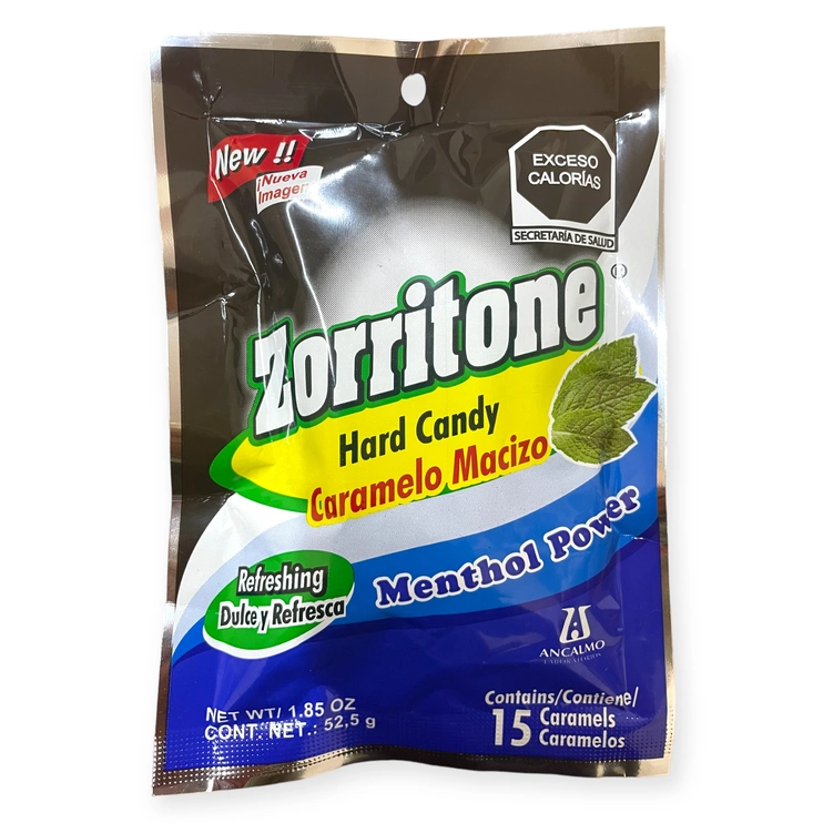 Zorritone caramelo sabor menthol power 15 pzas